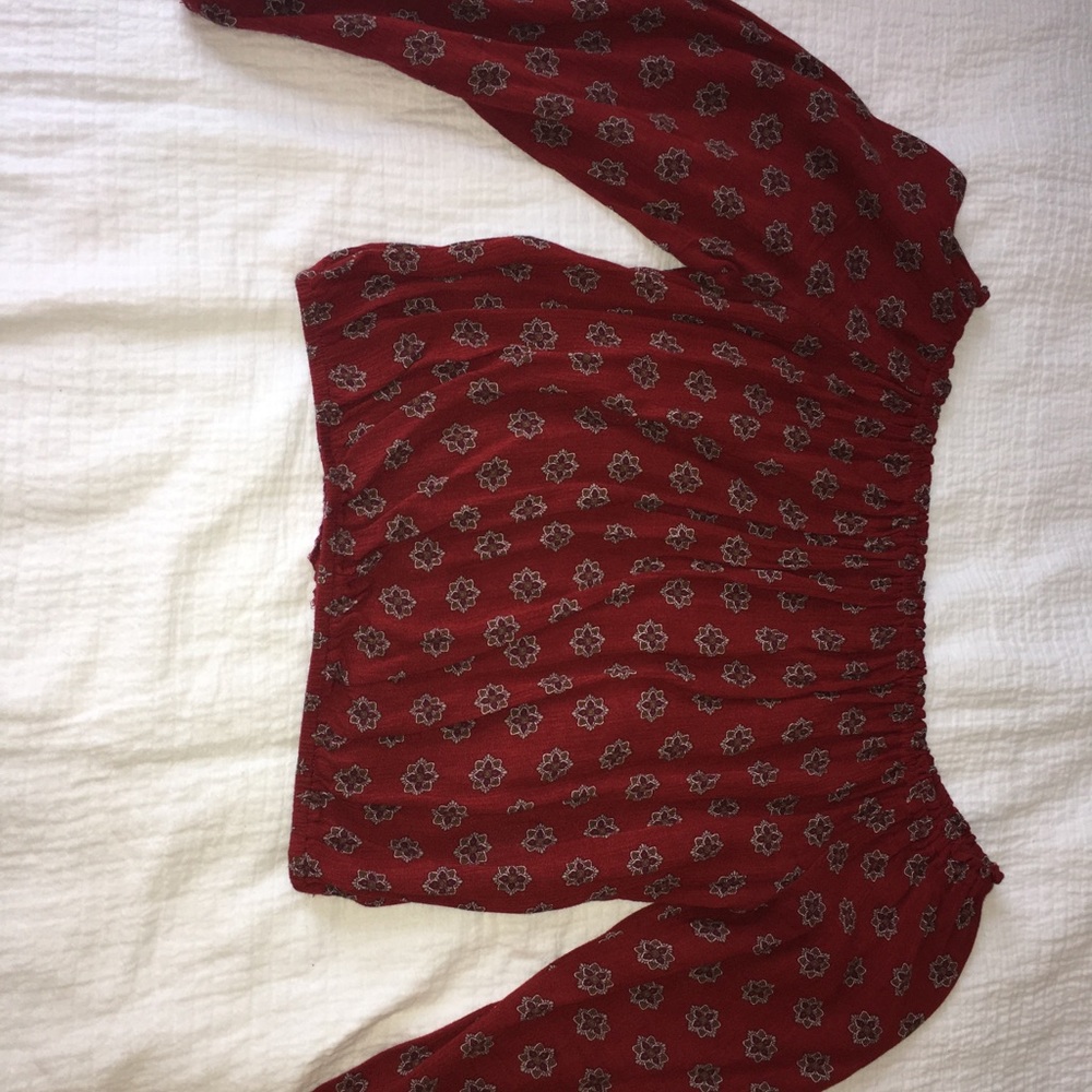 Brandy Melville Red Long Sleeve off shoulder crop